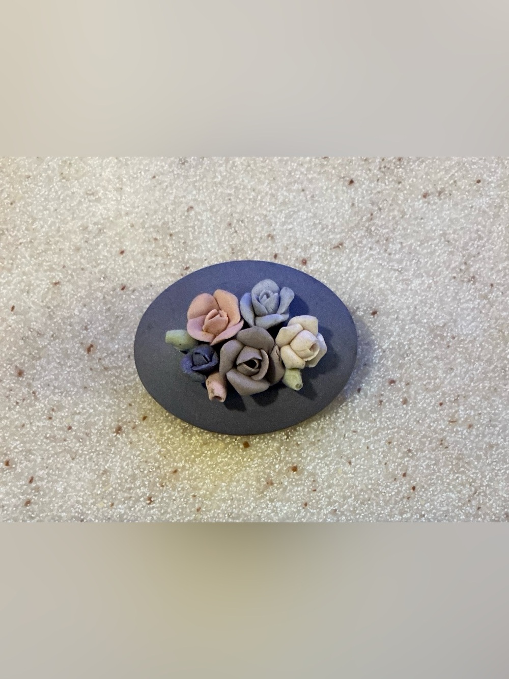 Handcrafted Pastel Floral Brooch in Lavender, Pink & Cream